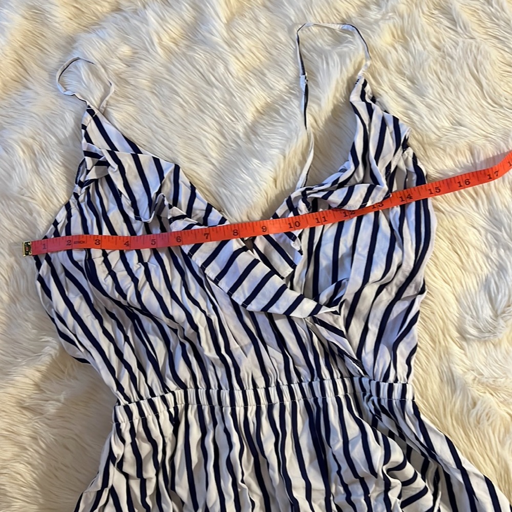 Express Navy Strip Ruffle Mini Dress, XS - Picture 5 of 7